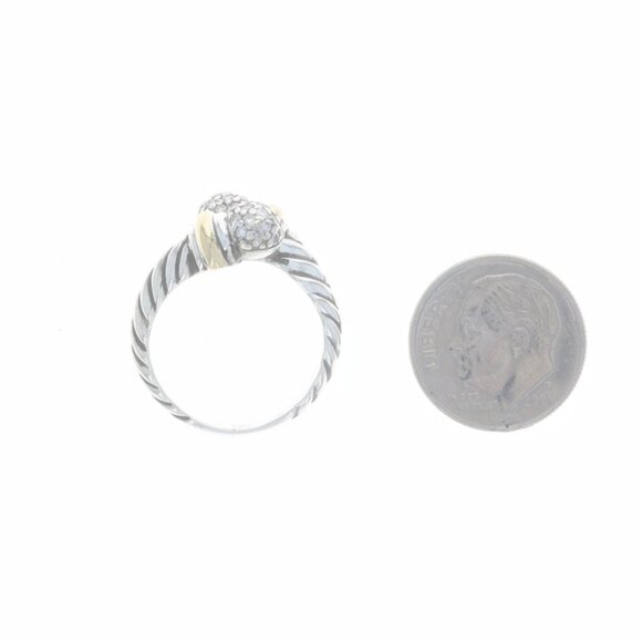 David Yurman Cable Pave Diamond Bypass Ball Ring - Sterling 925 Yellow Gold 18k - Picture 5 of 6